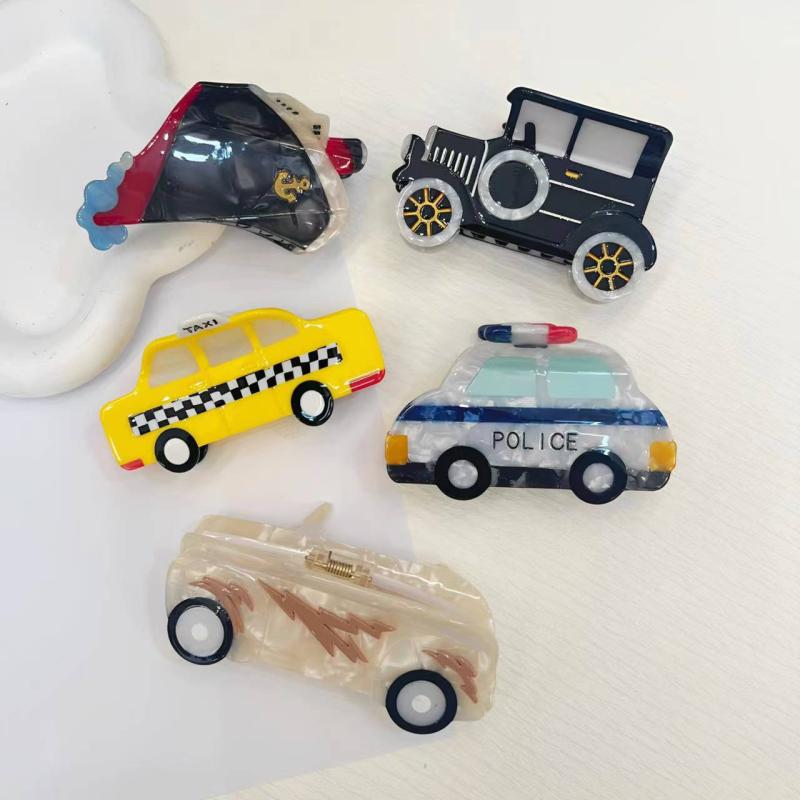 ヘアクリップ レディース アセテート素材 乗り物モチーフ かわいい 個性的 お洒落 タクシー 海賊船 パ..