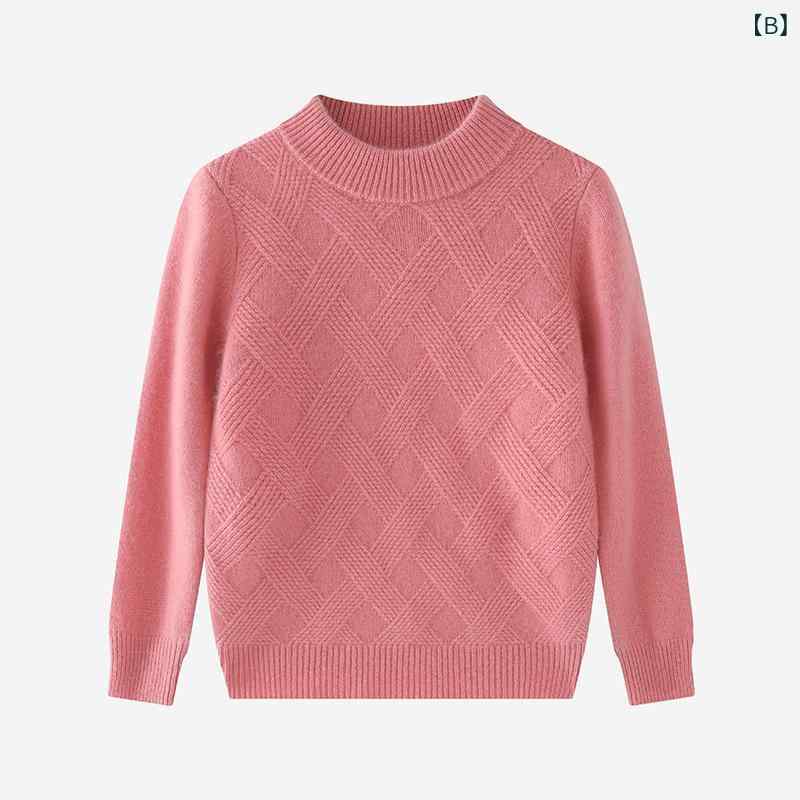 ニット キッズ 男の子 女の子 冬 カシミヤ 厚手 ざっくり編み ハイネック カジュア...