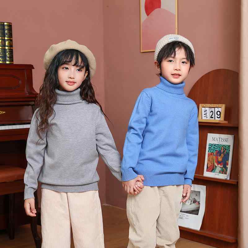 ニット キッズ 男の子 女の子 男女兼用 厚手 ハイネック 暖かい 保温 無地 柔らかい アンディフリース インナー 長袖 プルオーバー 秋冬 着回し カジュアル