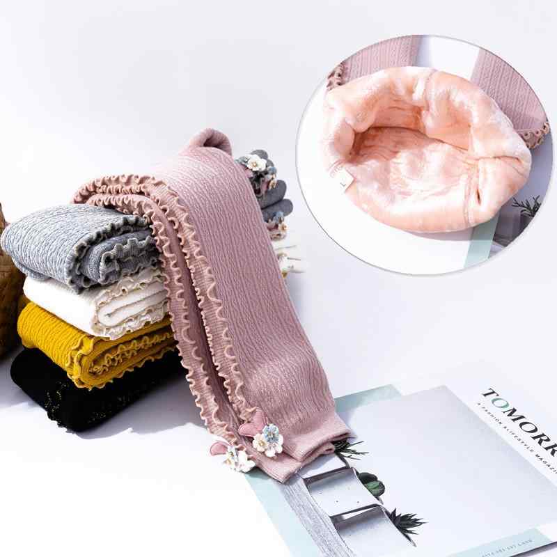 レギンス キッズ 女の子 冬物 裏起毛 厚手 あったか 保温 防寒 リブ メロウフリル 9分丈 開きタイプ 子供用 スパッツ 女児