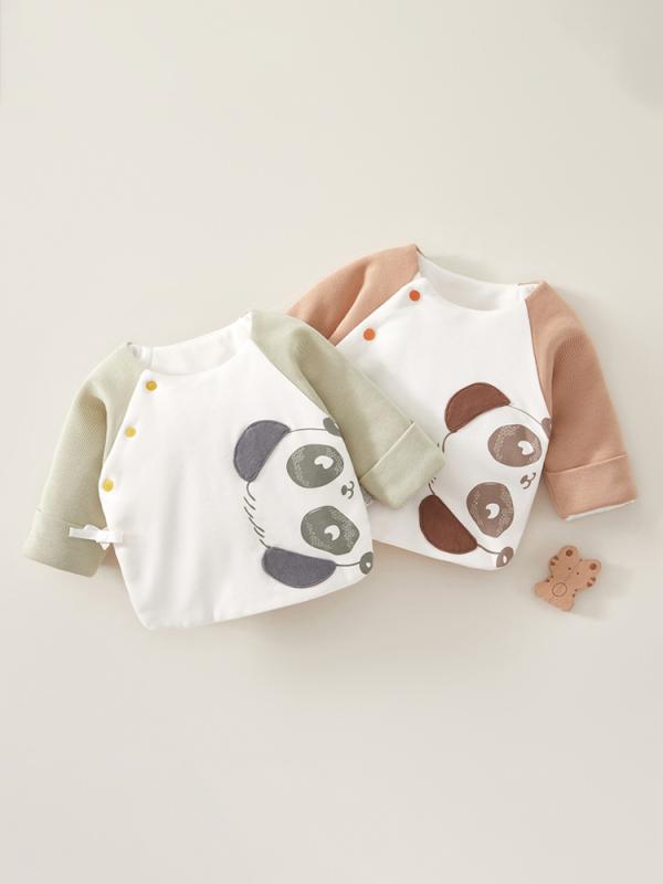 ベビー肌着 新生児 0-3ヶ月 秋冬 中綿入り 純綿 和尚服 コットン100% ユニセックス 男女兼用 丸首 ラウ..