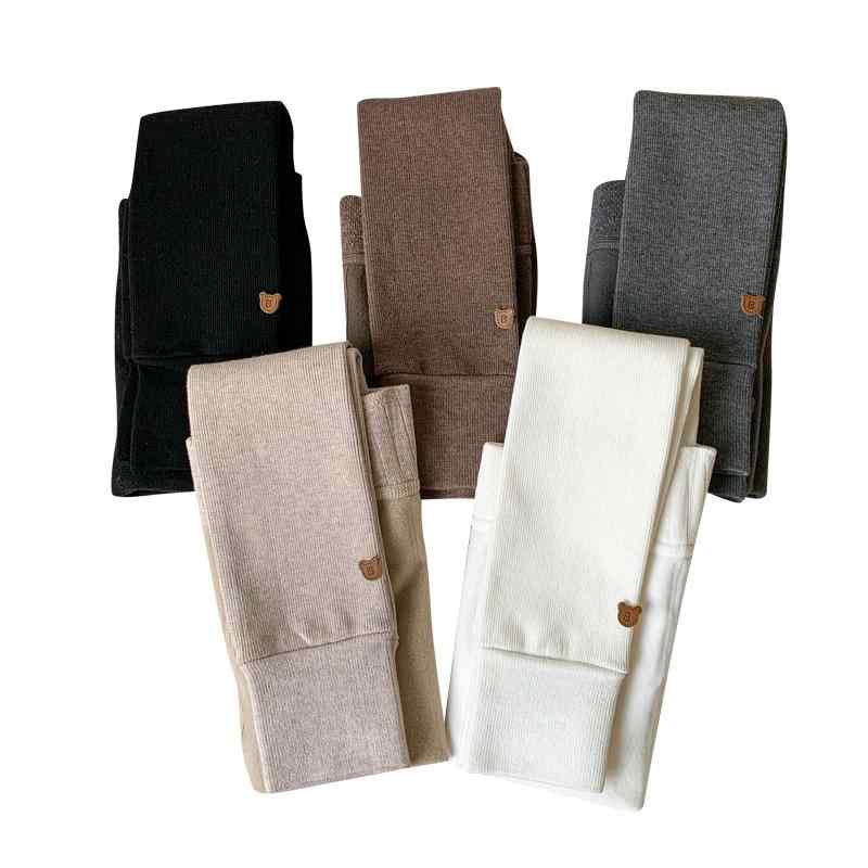 レギンス 女の子 子供 ベビー 秋冬 薄起毛 腹巻付き 縦ストライプ 裏起毛 九分丈 アウター タイツ 綿 伸縮性 ウエストゴム 韓国ファッション あったか 通園 通学 普段着