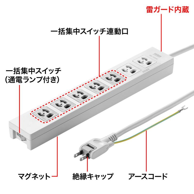 セキュアデポのサンワサプライ 電源タップ 3P・7個口｜アングル3