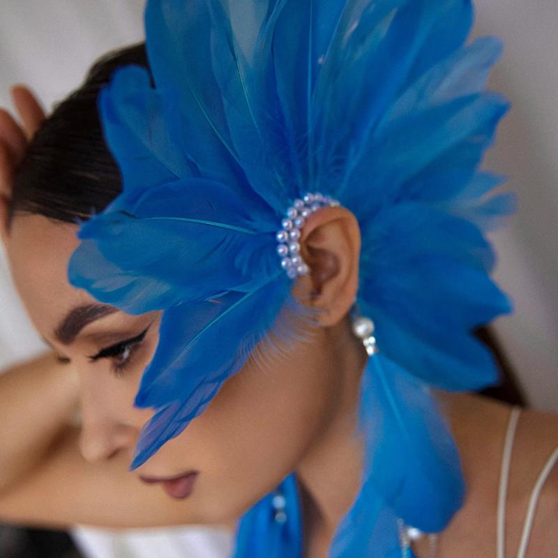 ピアス レディース タッセル 羽 フェザー チェーン ボヘミアン 民族風 リゾート トラベル 欧米風 ビーズ ロング U字 電気メッキ加工