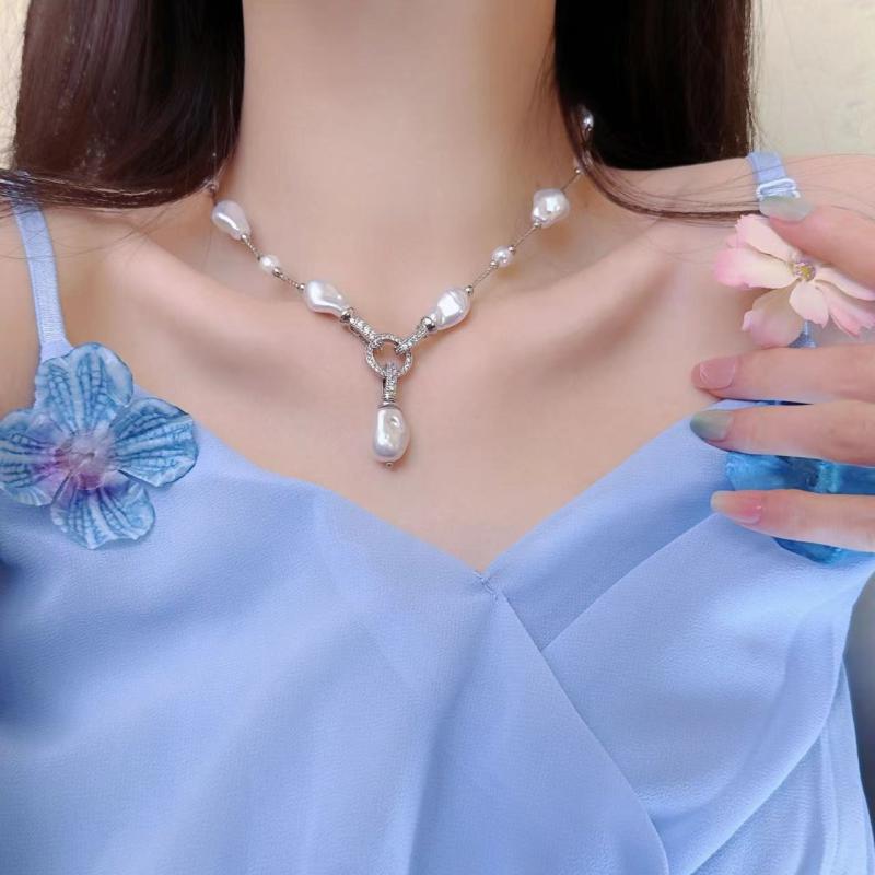 Rhinestone - ネックレス レディース バロック 不規則フェイクパール ジルコニア おしゃれ ライトラグジュアリー 高級感 レトロ 通勤 シンプル 鎖骨チェーン チョーカー