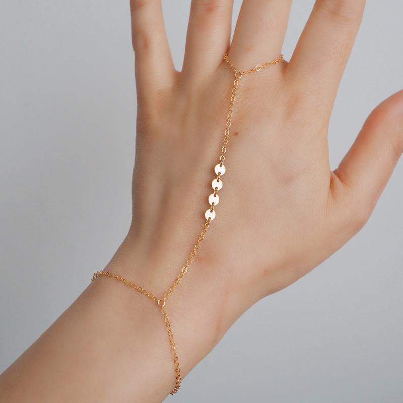 ハンドアクセサリー レディース スパンコール 電気メッキ加工 シンプル 個性的 トレンド フィンガーブ..