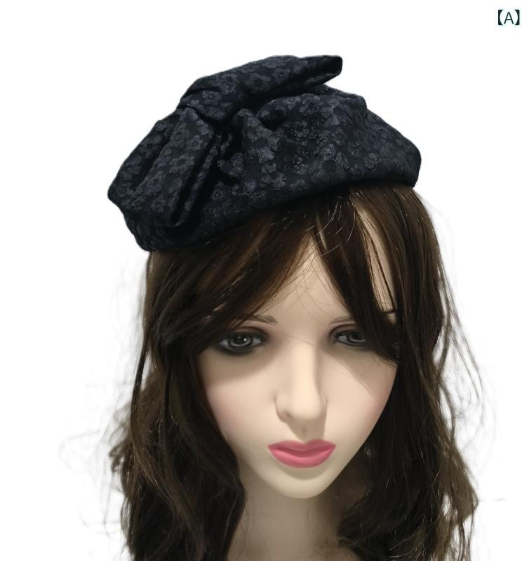 ヘアアクセサリー レディース 香雲紗 フレンチ レトロ ハーフハット カチューシャ パーティー フェミニン 上品 エレガント 汎用 ブラック レッド ピンク コーヒー 布製 secure-depo-11010717 セキュアデポ サンプル画像2