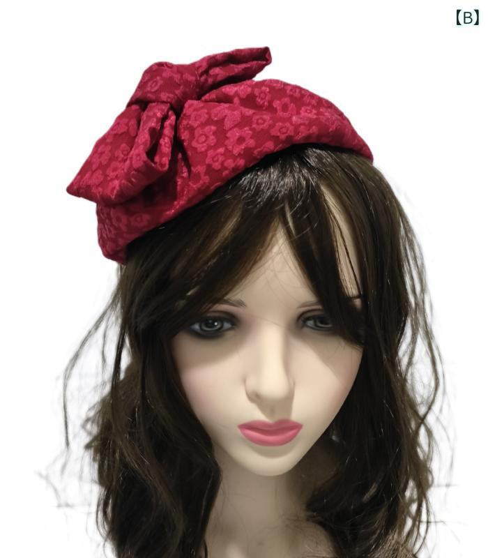 ヘアアクセサリー レディース 香雲紗 フレンチ レトロ ハーフハット カチューシャ パーティー フェミニン 上品 エレガント 汎用 ブラック レッド ピンク コーヒー 布製 secure-depo-11010717 セキュアデポ サンプル画像3