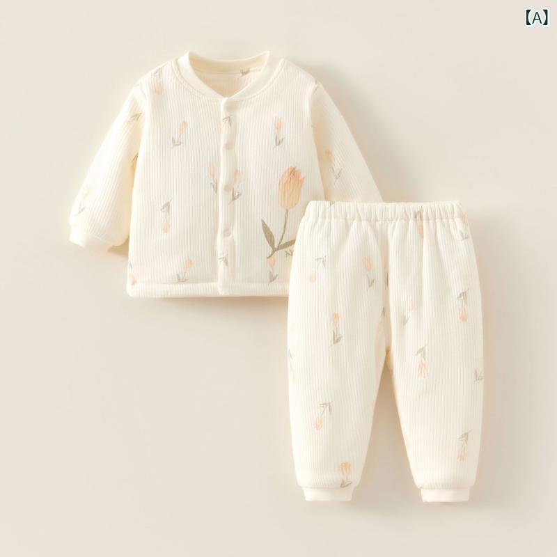 ベビーキッズ 男の子 女の子 男女兼用 秋冬 肌着 インナー パジャマ セットアップ ...