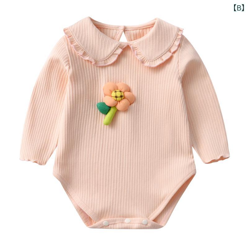 ロンパース 女の子 ベビー 新生児 長袖 綿95% 花柄 春秋 かわいい ボディスーツ カ...