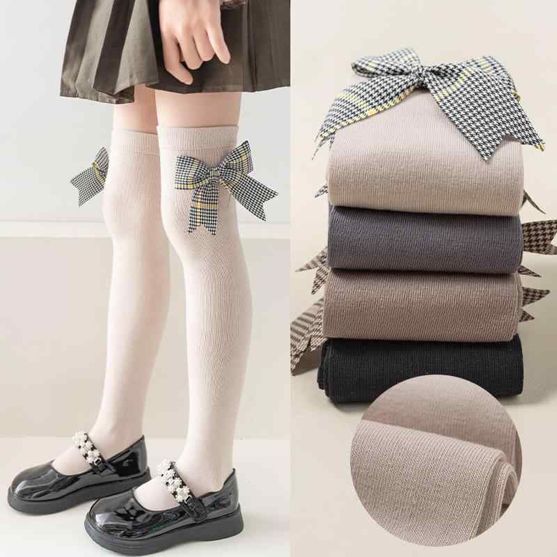 Other - ソックス キッズ 女の子 毛玉になりにくい 通気性 中厚手 コットン チェック柄 リボン ストレート オーバーニーソックス 春秋 かわいい おしゃれ 3歳から12歳向け