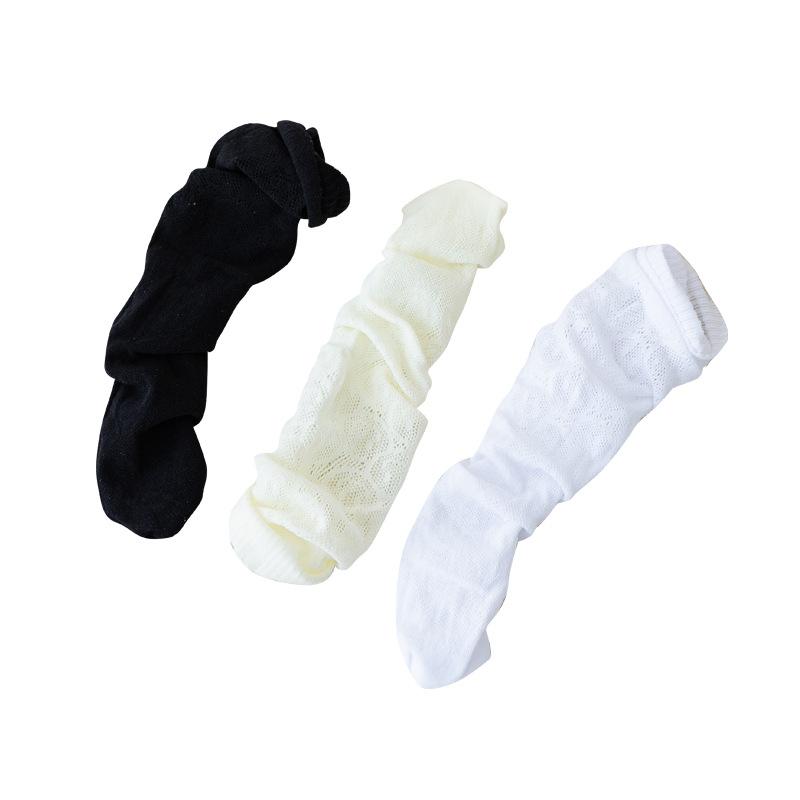 靴下 キッズ 女の子 薄手 通気性 メッシュ スマイル柄 コットン クルー丈 春夏 3歳から12歳向け かわいい おしゃれ デイリーユース 白 アイボリー 黒