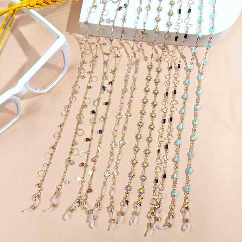 マスクチェーン 眼鏡チェーン メガネホルダー 首掛け 落下防止 滑り止め 高級感 エレガント 丸型 ラウ..