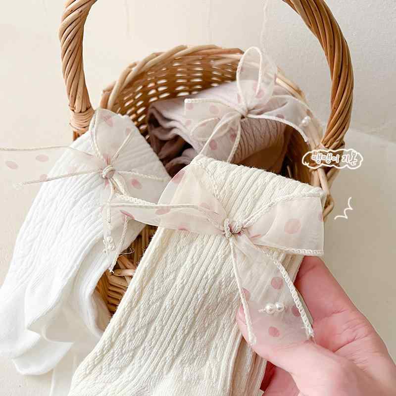 タイツ 女の子 キッズ 春夏 綿 コットン 通気性 蒸れにくい 普段使い お出かけ 中厚手 麦の穂柄 アラン編み ドット リボン かわいい 3歳 8歳 幼稚園 保育園 小学生 ガールズ