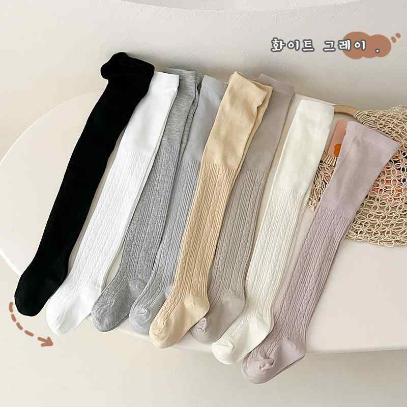 タイツ 女の子 キッズ ジュニア 子供 春夏 麦の穂 ケーブル編み 無地 コーマ綿 コットン 薄手 通気性 プリンセスデザイン 普段使い お出かけ 快適 やわらか