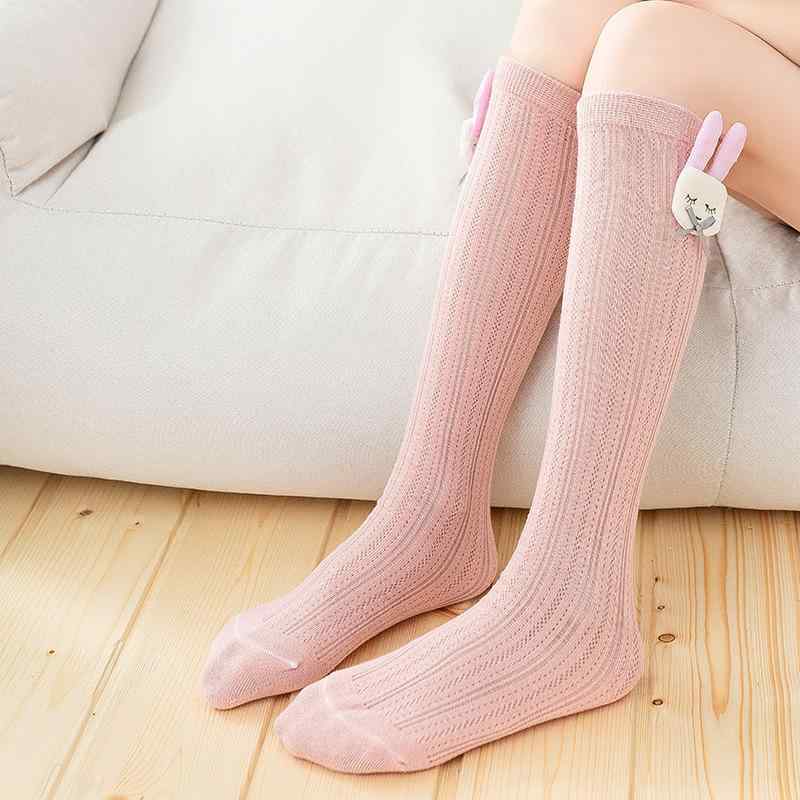 ソックス 女の子 キッズ 薄手 メッシュ 通気性 かわいい うさぎ柄 ストライプ柄 ミドル丈 綿素材 夏用 普段使い 3歳から12歳対応