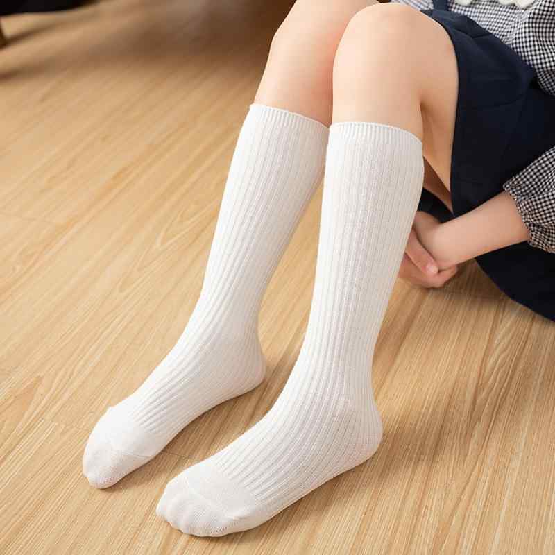 靴下 キッズ 子供 男の子 女の子 男女兼用 コットン 綿 通気性 縦ストライプ 無地 ダブルニードル クル..