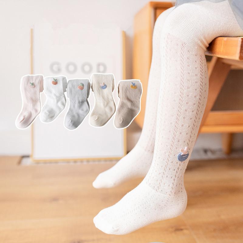 タイツ 虫よけ 通気性抜群 春夏 薄手 コットン メッシュ キッズ 女の子 ベビー 幼児 パイナップル柄 透かし編み かわいい 1歳 2歳 3歳 80cm 90cm 100cm