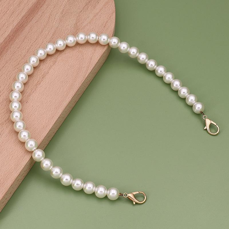 バッグストラップ レディース 12mmパールチェーン 手作り 艶出し加工 多機能 手提げ 肩掛け 斜め掛け対応 おしゃれ 交換用ストラップ(x2)