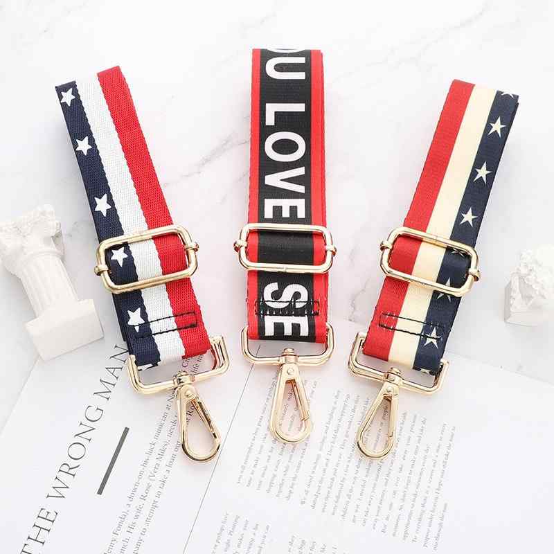 ショルダーストラップ 長さ調節可能 ワイド 軽量化 斜めがけ 肩掛け 編み込み カラフル ストライプ柄 ..