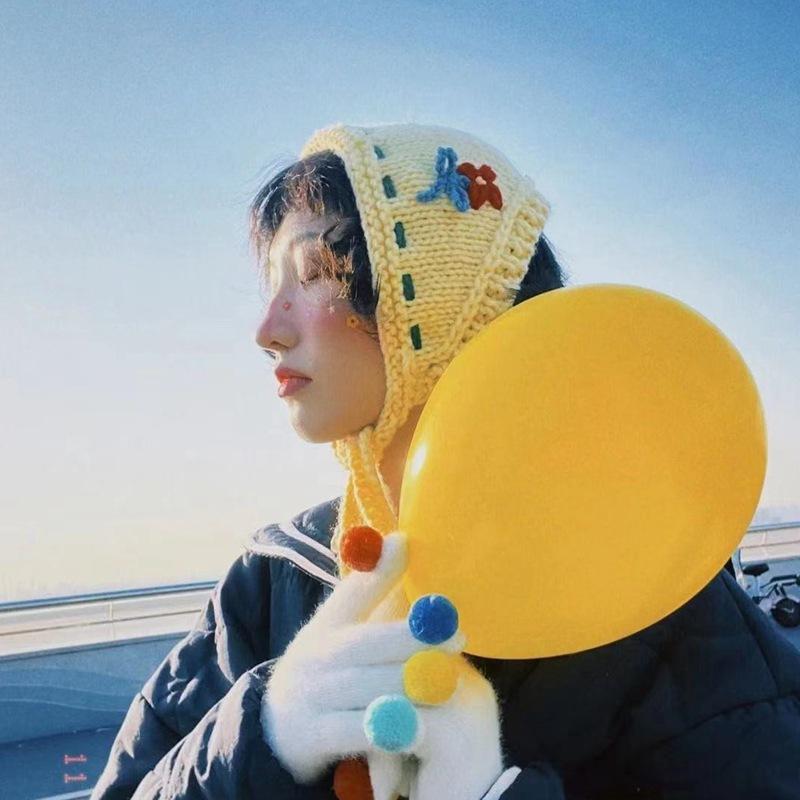 イヤーマフ レディース 女性用 韓国風 韓流 手編み ハンドメイド 毛糸 ニット フラワー 花 リボン かわいい おしゃれ あったか 暖かい 防寒 保温 秋冬 お出かけ 普段使い フリーサイズ(x2)