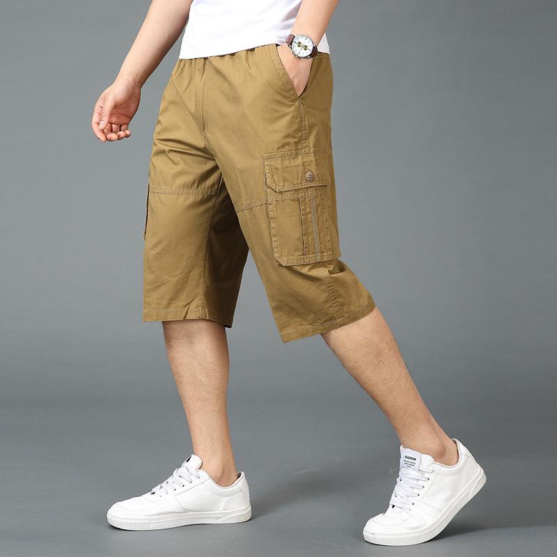 パンツ メンズ ミドル世代 お父さん カジュアル カーゴ 七分丈 クロップドパンツ ゆったり 大きいサイズ ポケット付き 夏 ドローストリング 無地 ストレッチ 綿 コットン 部屋着