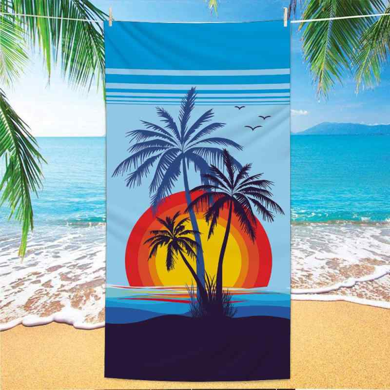 ビーチタオル 吸水速乾 UVカット 大判 マイクロファイバー ボタニカル柄 スイムタオル プール 海水浴 ..