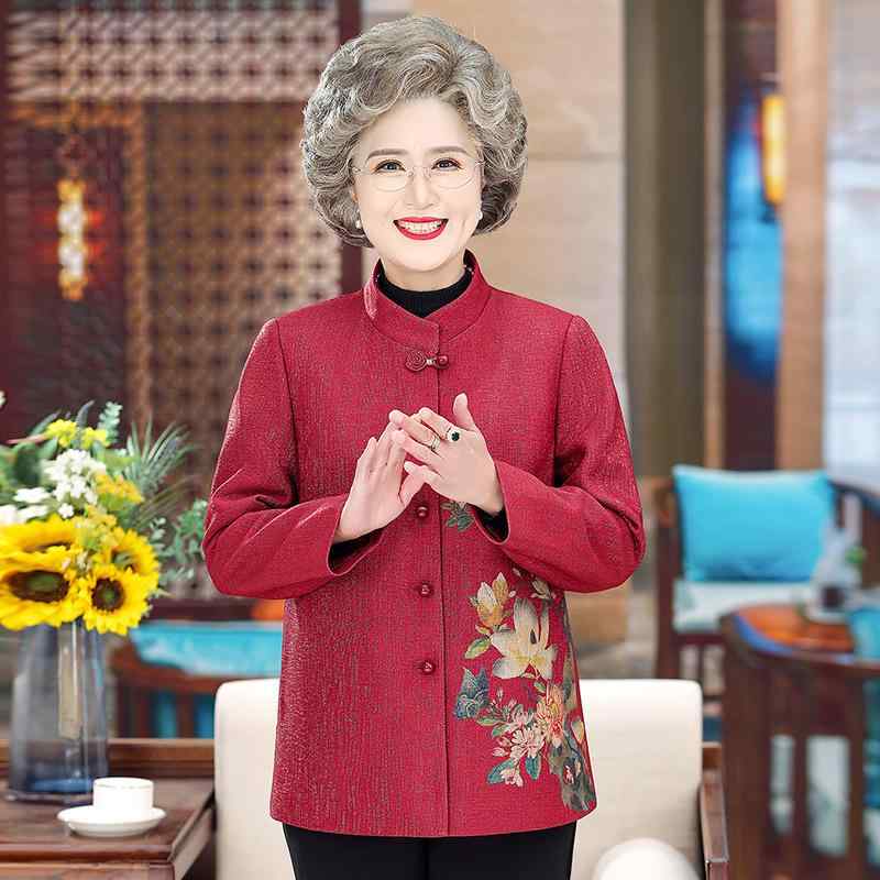 ジャケット レディース ミセス シニア 母親 祖母 結婚式 披露宴 礼服 フォーマル エレガント 上品 お祝い 華やか チャイナ風 民族衣装 春秋 小花柄 メッシュ ポリエステル ボタン飾り