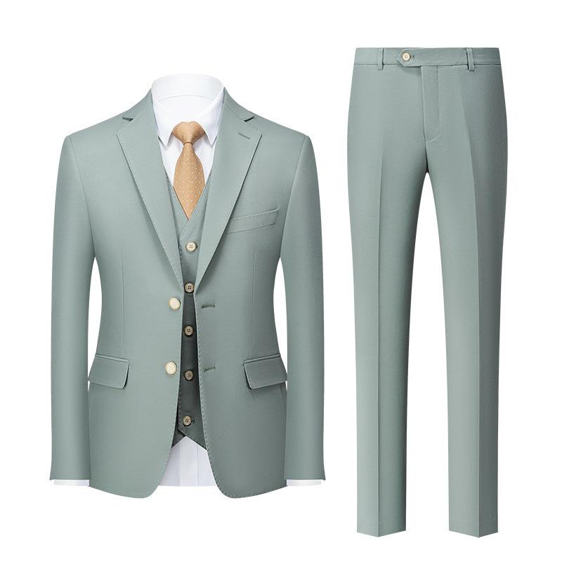 スーツ メンズ スリーピース セットアップ 韓国風 ミントグリーン カジュアル スリムフィット オールシ..