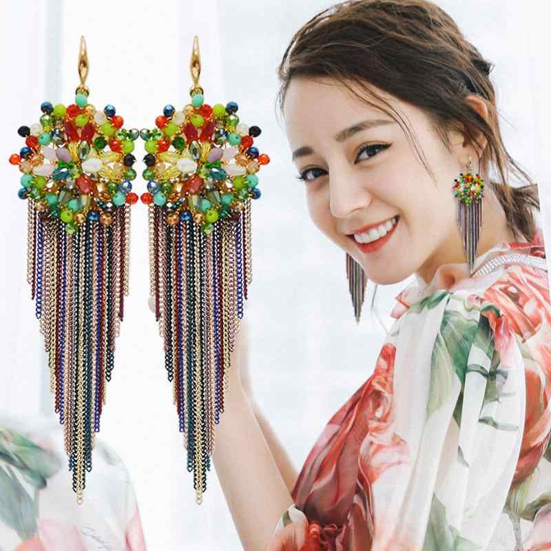 ・スタイル: 民族風・対象: レディース・工芸: 手動・カラー展開: イエロー、レッド、パープル、グリーン、ブルー、ブラック、マルチカラー・デザイン要素: ボヘミアン、民族風、レトロ、フリンジ・カテゴリ: ピアス・ピアス