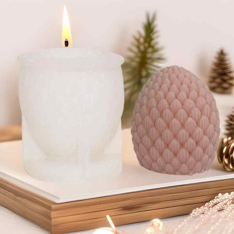 シリコンモールド 立体 アロマ 松ぼっくり クリスマス キャンドル 手作り石鹸 石膏 アロマストーン インテリア雑貨 DIY ハンドメイド クラフト モダン シンプル ホワイト(x2)