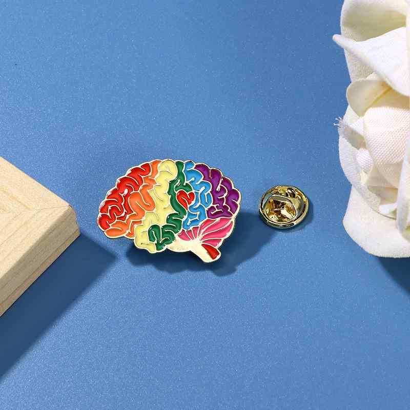 ブローチ メンズ 人体組織 脳 神経 器官 カラフル 個性的 亜鉛合金製 エナメル加工 ファッション小物 バッグ 鞄 アパレル用 クリエイティブ 装飾アクセサリー(x2)