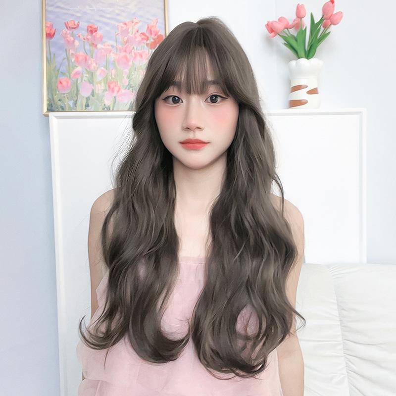 ウィッグ レディース 女性用 フルウィッグ 全頭タイプ ロングヘア 耐熱ファイバー シースルーバング ふんわり ボリューム 羊毛巻き カール ウェーブ ナチュラル 人毛ライク 自然な仕上がり