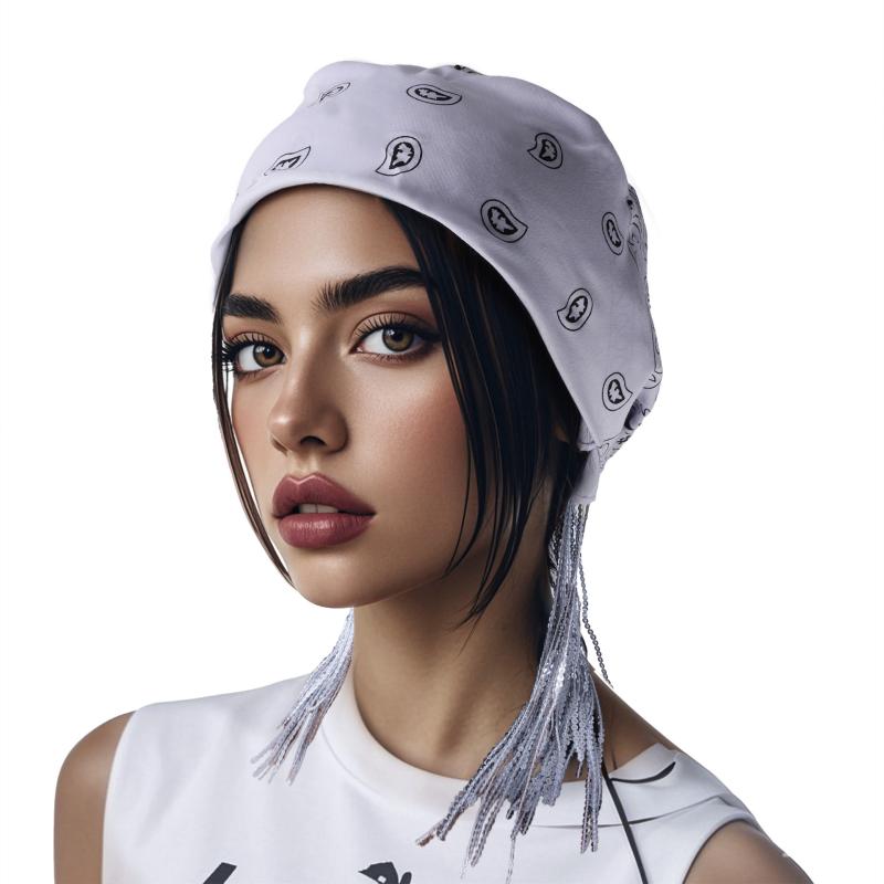 スカーフ レディース 春夏 フリンジ 欧米風 53cm角 ポリエステル ペイズリー柄 カジュアル ヒップホップ ストリートダンス ヘアバンド 首元 バッグチャーム