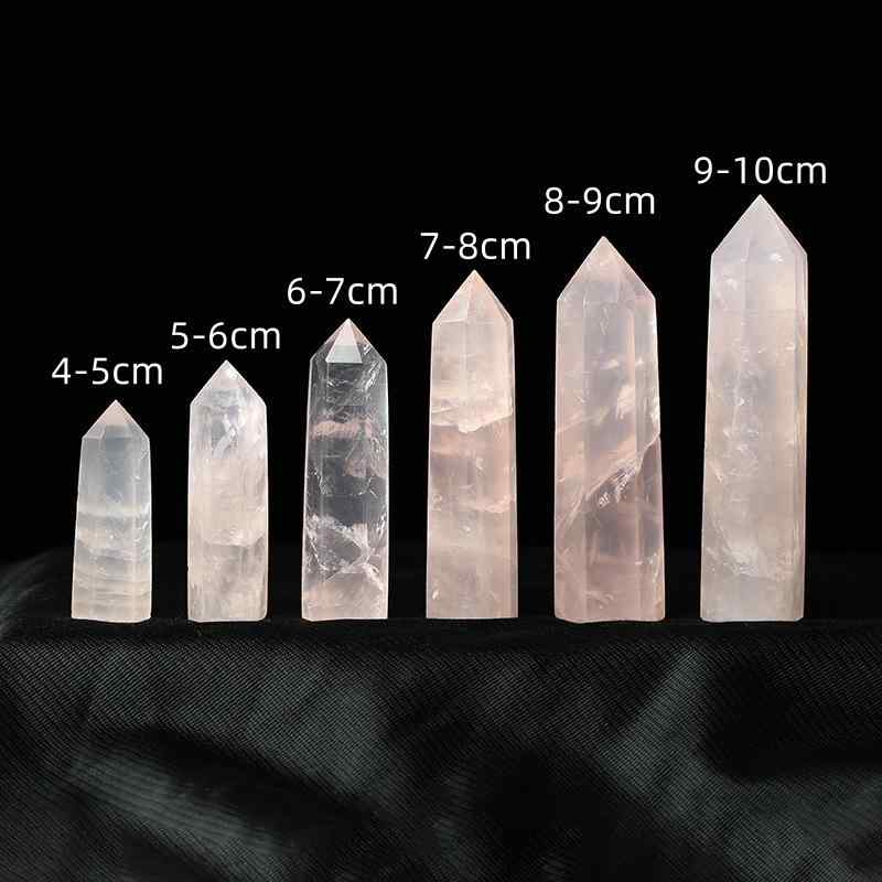 パワーストーン 置物 天然ローズクォーツ シングルポイント 六角柱 原石 インテリア 卓上飾り ヒーリン..
