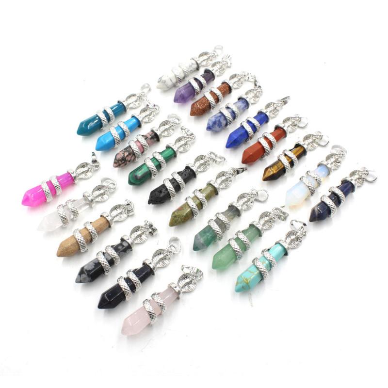 Cubic Zirconia - ペンダント レディース メタル コブラモチーフ 天然石 六角柱 電気メッキ加工 欧米風 ファッション おしゃれ 通勤 オフィス アクセサリー ネックレス