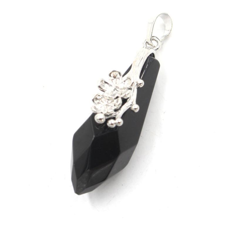 Rhinestone - ネックレス レディース 水晶 天然石 幾何学デザイン 円錐形 花モチーフ ペンダントトップ オフィス 通勤 フォーマル 上品 きれいめ 欧米風 光沢 アメジスト ローズクォーツ