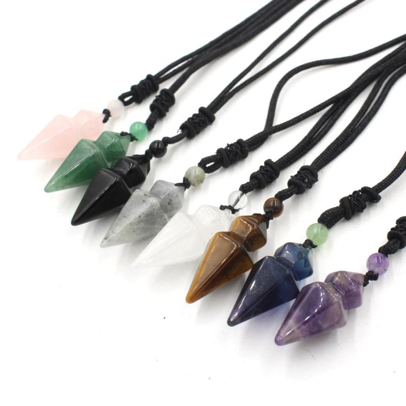 Heart - ネックレス レディース 天然石 水晶 円錐 幾何学模様 ジオメトリック コード ペンダント エスニック ファッション おしゃれ カジュアル オフィス