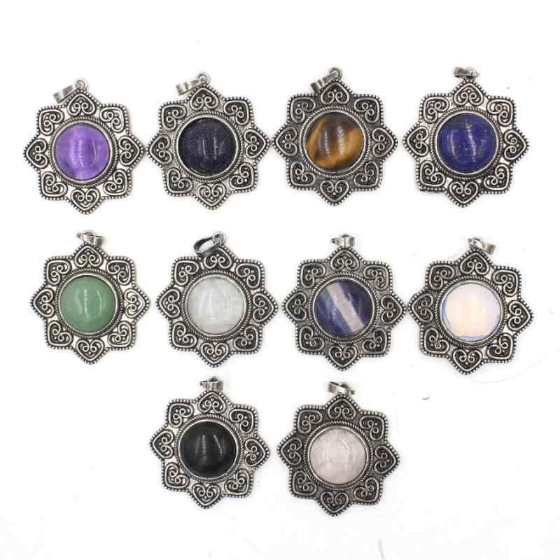 ・主な素材: 水晶・デザイン: 幾何学型・加工: 研磨・カテゴリ: ネックレス・スタイル: ファッションOL、ファッション通勤・柄: 花・カラー展開: アメジスト、ローズクォーツ、タイガーアイ、ラピスラズリ、オブシディアン、ブルーサンドストーン、グリーンアベンチュリン、フローライト、合成オパール、クリアクォーツ