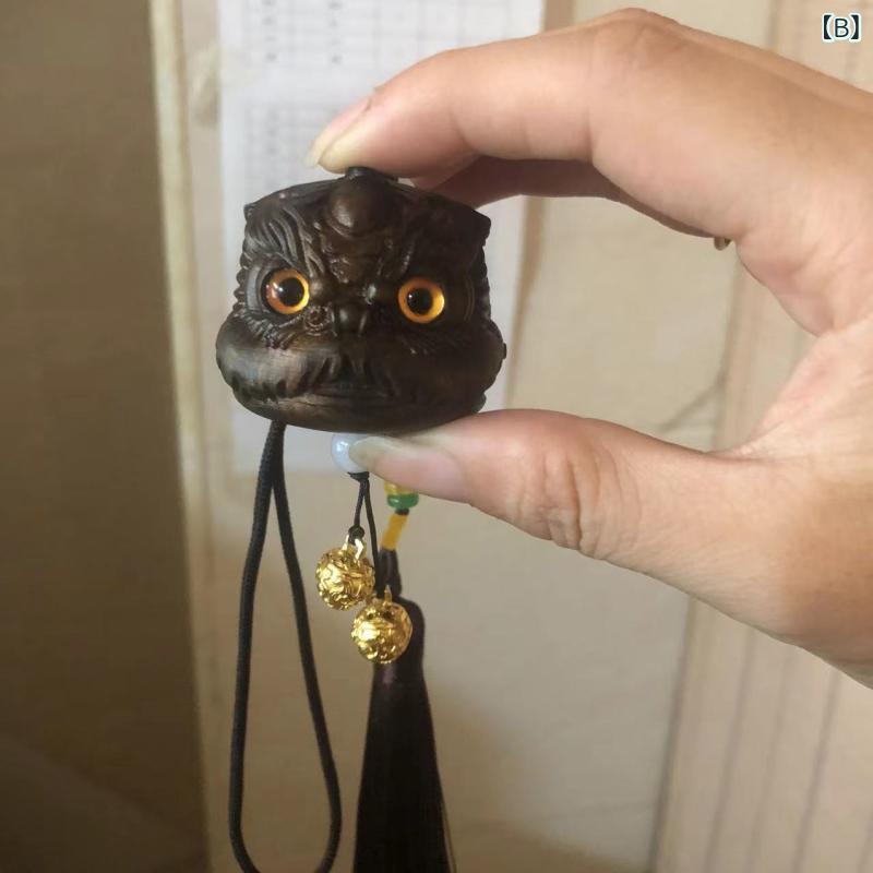 車用アクセサリー 開運 縁起物 財運アップ 魔除け ツゲ 木彫り 獅子頭 貔貅 ユニークデザイン 置物 カーチャーム ストラップ 彼氏 プレゼント 男性 ギフト