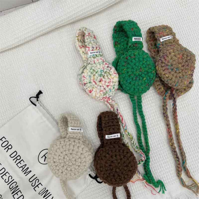 イヤーマフ キッズ 子供 保温 防寒 ニット アクリル 冬用 無地 レトロ スタイリッシュ おしゃれ かわい..