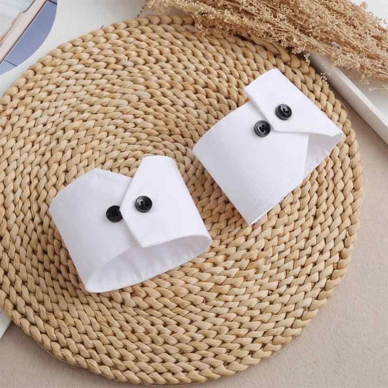 つけ袖 男女兼用 ユニセックス コットン 綿 シンプル おしゃれ トレンド フェイクカフス 無地 ホワイト シャツ袖 レイヤード 飾り DIY ..