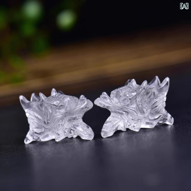 天然石 パーツ 水晶 立体 龍頭 彫刻 ハンドメイド DIY アクセサリー パワーストーン ホワイトクォーツ シトリン ローズクォーツ アメジスト 縁起物 ドラゴンモチーフ チャイナ風の商品画像 2