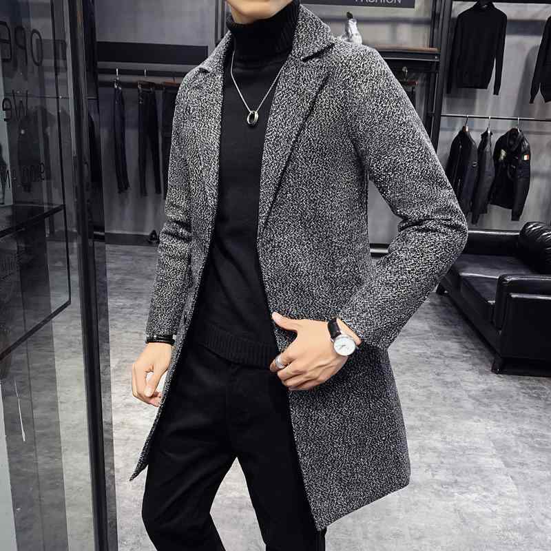 コート メンズ 秋冬 中綿入り 厚手 ミドル丈 メルトン トレンチコート スリムフィット 韓国風 通勤 ビジネス 男性用 アウター