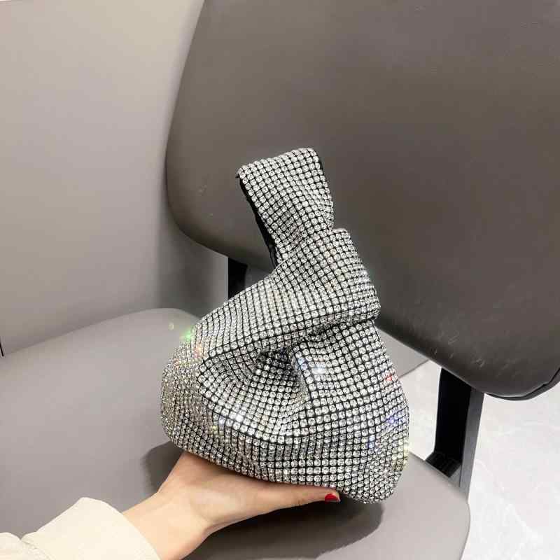ハンドバッグ レディース キラキラ ラインストーン 手提げ クラッチバッグ 2WAY イブニングバッグ パーティーバッグ 結婚式 二次会 お呼ばれ 手作り かわいい 上品
