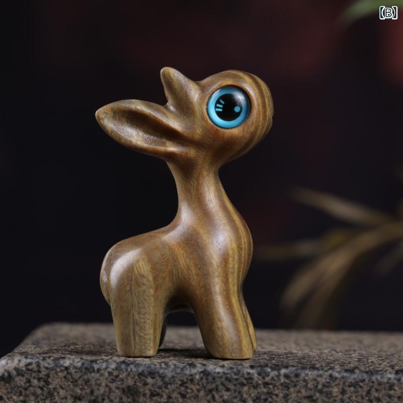 置物 メンズ 緑檀 無垢材 彫刻 キャラクター 夢喰い鹿 ハンドメイド シンプル かわいい 癒し系 茶寵 工芸品 オブジェ 卓上飾り ミニサイズ secure-depo-10924602 セキュアデポ サンプル画像3