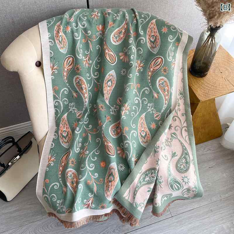 マフラー レディース 秋冬 カシミヤタッチ 保温性 フェイクカシミヤ ポリエステル ペイズリー柄 大判 ショール ストール ロング丈 レトロ クラシック 着回し万能 女性用