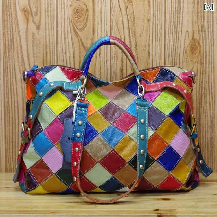 Other - バッグ レディース 本革 牛革 バイカラー 切り替えデザイン ファスナー開閉 3way ハンドバッグ ショルダーバッグ 斜めがけ 通勤 デイリーユース やわらか 横型 スクエア おしゃれ 鞄