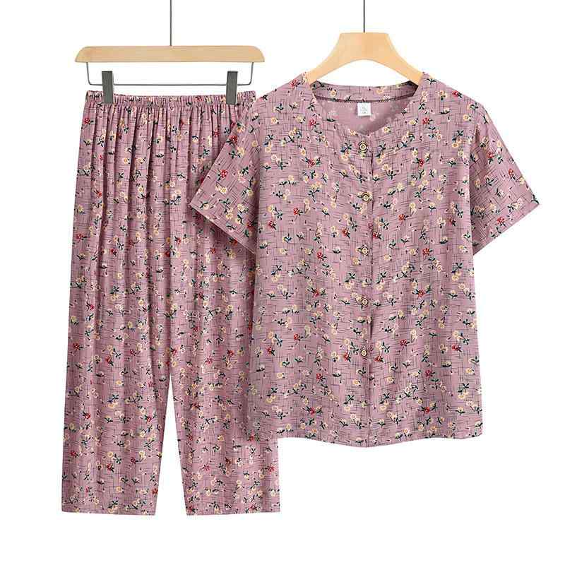 パンツ セットアップ レディース シニア ママ 祖母世代 カジュアル 部屋着 ルームウェア ゆったり 楽ちん 夏 半袖 3分袖 9分丈パンツ ..