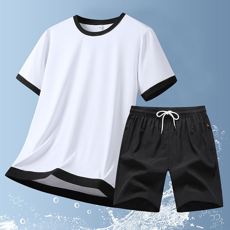 セットアップ メンズ 接触冷感 速乾 フェイクレイヤード Tシャツ ショートパンツ 上下セット スポーツ カジュアル ランニング 部屋着 夏